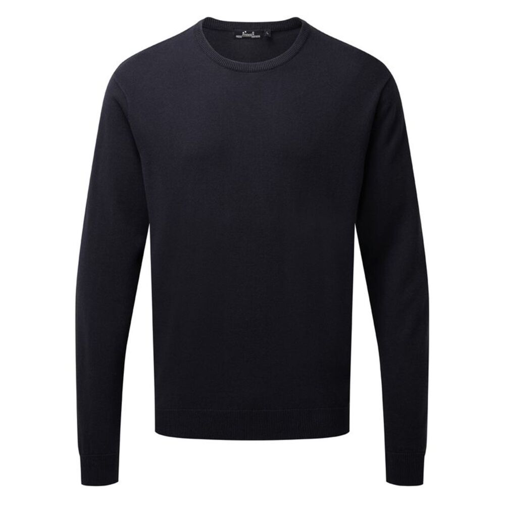Premier Adults Unisex Cotton Rich Crew Neck Sweater / Navy